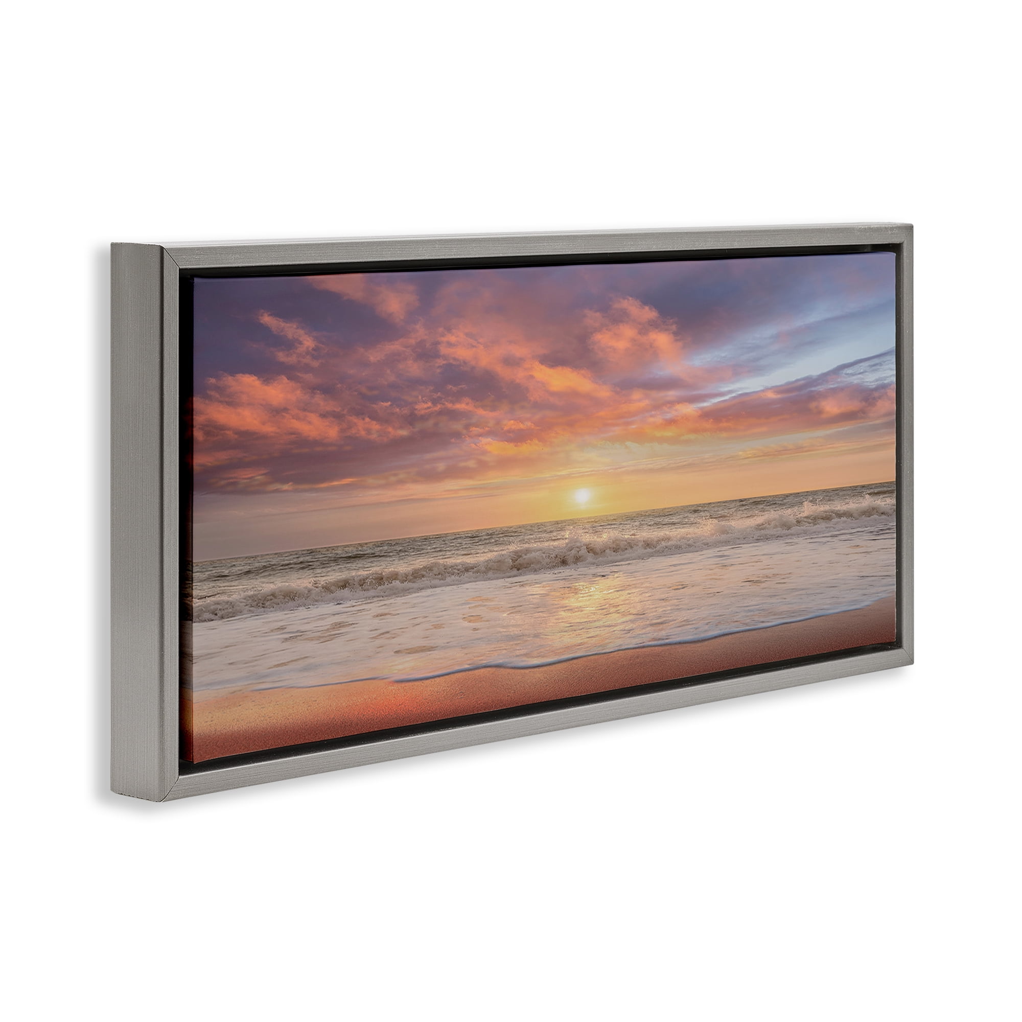 Stupell Industries Vivid Sunset Panorama Gray Framed Floater Canvas Wall Art, design by Mike Caliascibetta