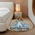 thumbnail image 2 of Vintage Octopus Round Area Rug 3.3Ft Washable Circle Rugs for Dining Room Table, Brown Nautical Anchor Bubbles Coastal Non-Slip Carpet Floor Mats Indoor Outdoor Carpet Runner Aesthetic Home Decor, 2 of 8