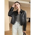 thumbnail image 4 of Chaqueta corta de cuero genuino para mujer, tendencia primavera otoño 2024, abrigos de moto de piel de oveja real de alta gama, 4 of 5