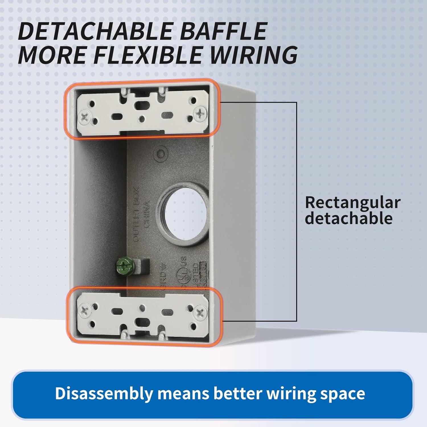 Weatherproof Outlet Box with Three 3/4-in Threaded Outlets,4-3/5-Inch Length by 2-5/6-Inch Width by 2-Inch Depth,1 Gang Weatherproof Outdoor,CUL Listed,Gray(9 Pack)