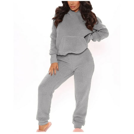 

Christmas Pajamas for Women Sexy Butt Button Back Flap Jumpsuit Fleece Hooded Long Sleeve Romper Bodycon Pajamas One-sies