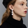 thumbnail image 1 of Fashionable Long Multi Layered Square Glass Diamond Earrings Women's Simple Light Luxury Banquet Earrings, 1 of 6