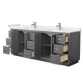 thumbnail image 3 of Wyndham Collection Miranda 84" Wood Veneer Double Bathroom Vanity in Gray/Nickel, 3 of 6