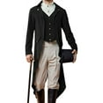 thumbnail image 2 of LANGWYQU Long Sleeved Men V-Neck Solid Vintage Costume Jacket Trench Coat, 2 of 5