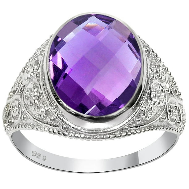 Orchid Jewelry - 4.7 Ctw Purple Amethyst Sterling Silver Wedding Ring ...