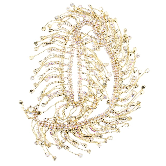 Borla de diamantes de imitación, cadena, flecos, apliques nupciales, adorno de cristal, decoración de bolso de ropa, dorado AB colorido