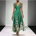 thumbnail image 3 of 2026 New Women's Light Blue Floral Print Deep V Neck Sleeveless Chiffon Maxi Dress Elegant Wedding Guest Formal Dress, 3 of 7