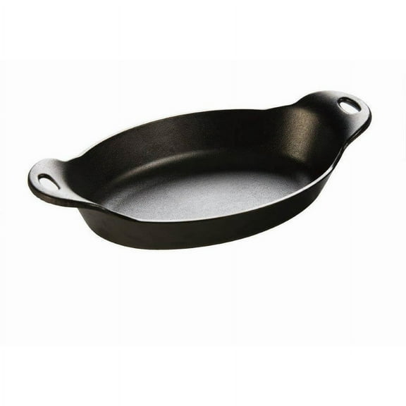 Lodge HOSD Heat Enhanced and Seasoned Cast Iron Oval Cooking and Serving Dish, 36 ounce, Black