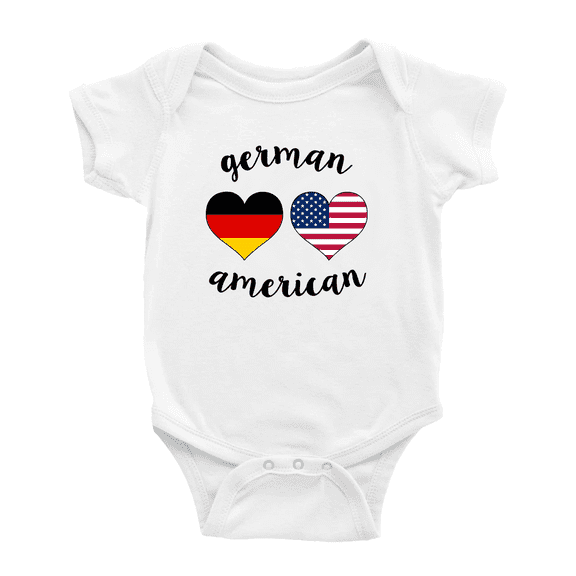 German American Flag Two Hearts Baby Bodysuit Newborn Clothes Outfits (White, 3-6 Months)