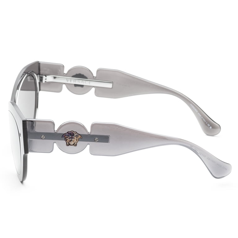 Versace Metallic Silver Cat-Eye Sunglasses Gianni Versace 1996 Vintage Silver Medusa Oval Metal  main image 4
