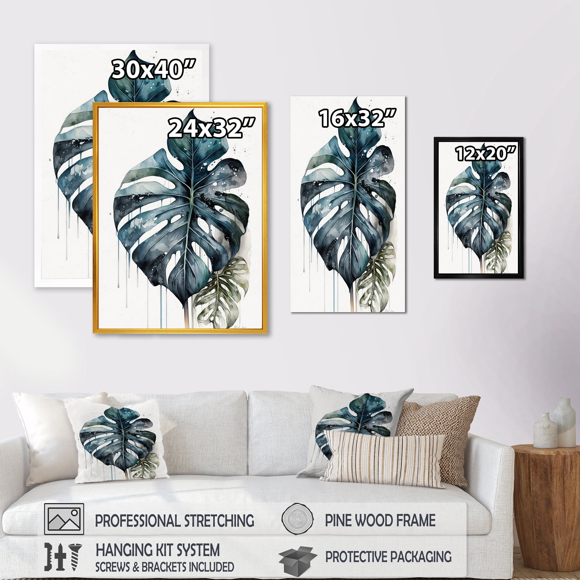 Designart Philodendron Leaf V Canvas Wall Art
