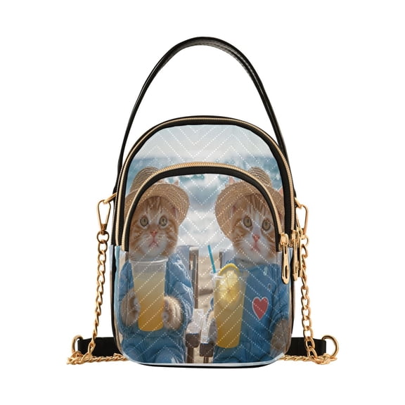 Cross Body Fashion Shoulder Waist Purse Bags Cats on Beach Pocket Handbags