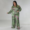 thumbnail image 5 of AURA Women Plus Size Silk Like Two Piece Outfit Casual Long Sleeve Printed Set, 5 of 8