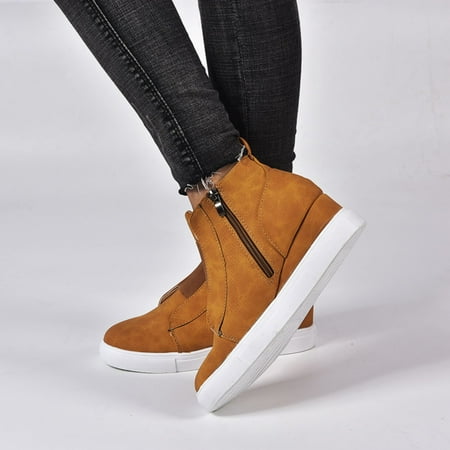 

Qepwscx Women s Retro Zip Waterproof Platform Thick Heel High-heeled Shoes Single Shoes