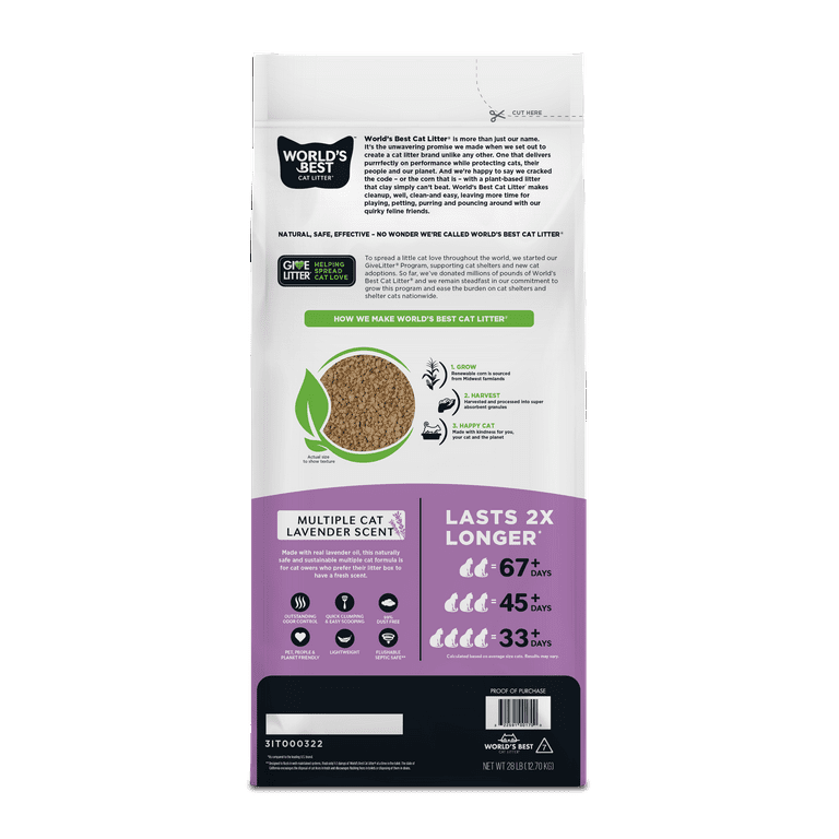 World s Best Cat Litter Lavender Scented Cat Litter Flushable 99 Dust Free Clumping 8 lb Walmart