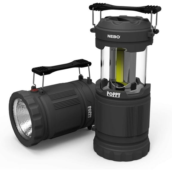 NEBO Poppy Powerful 300 Lumen Lantern & Spot Light | Rubberized Impact- Resistant Body With Adjustable Handle | Black