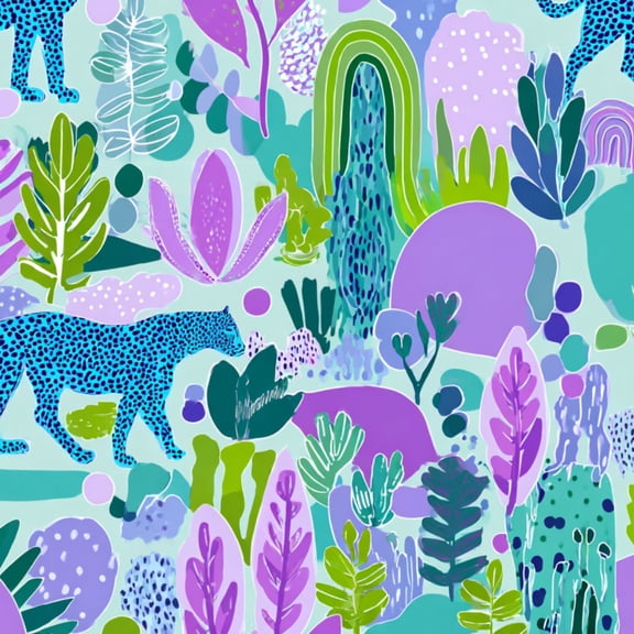 Cheetah Peel and Stick Wallpaper 17.7in x 9.8ft Vibrant Jungle Leopard Plant Abstract Elements Purple Contact Paper Vinyl Waterproof Self Adhesive Wall Paper for Bedroom Shelf Cabinet Renter Friendly