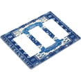 thumbnail image 3 of White Blue Style Flower Pattern Vintage Light Switch Covers 3 Gang Rocker Decorative Triple Outlet Wall Plate Cover Electrical GFCI Switchplate for Bedroom Bathroom Decor, 3 of 5