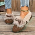 thumbnail image 2 of Rokment Womens Winter Snow Boots Fashion Bow Suede Fuzzy Slip on Ballet Flat Dress Walking Loafers Cozy Ankle Booties for Bride Wedding Coffee Size 8, 2 of 7