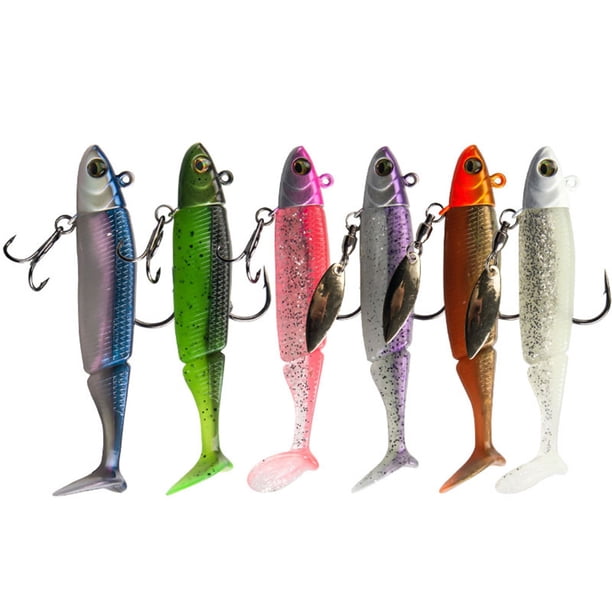 Luros Jig Heavy Soft Fishing 90 mm 15g Tail T-tail Silicona señuelo wobblers swimbait 6pcs