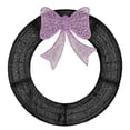 thumbnail image 2 of 36" Pre-Lit Outdoor Christmas Wreath with Purple Bow, 175 LED Lights, Remote Control & Timer, Weather-Resistant for Door & Porch, Black, 2 of 9