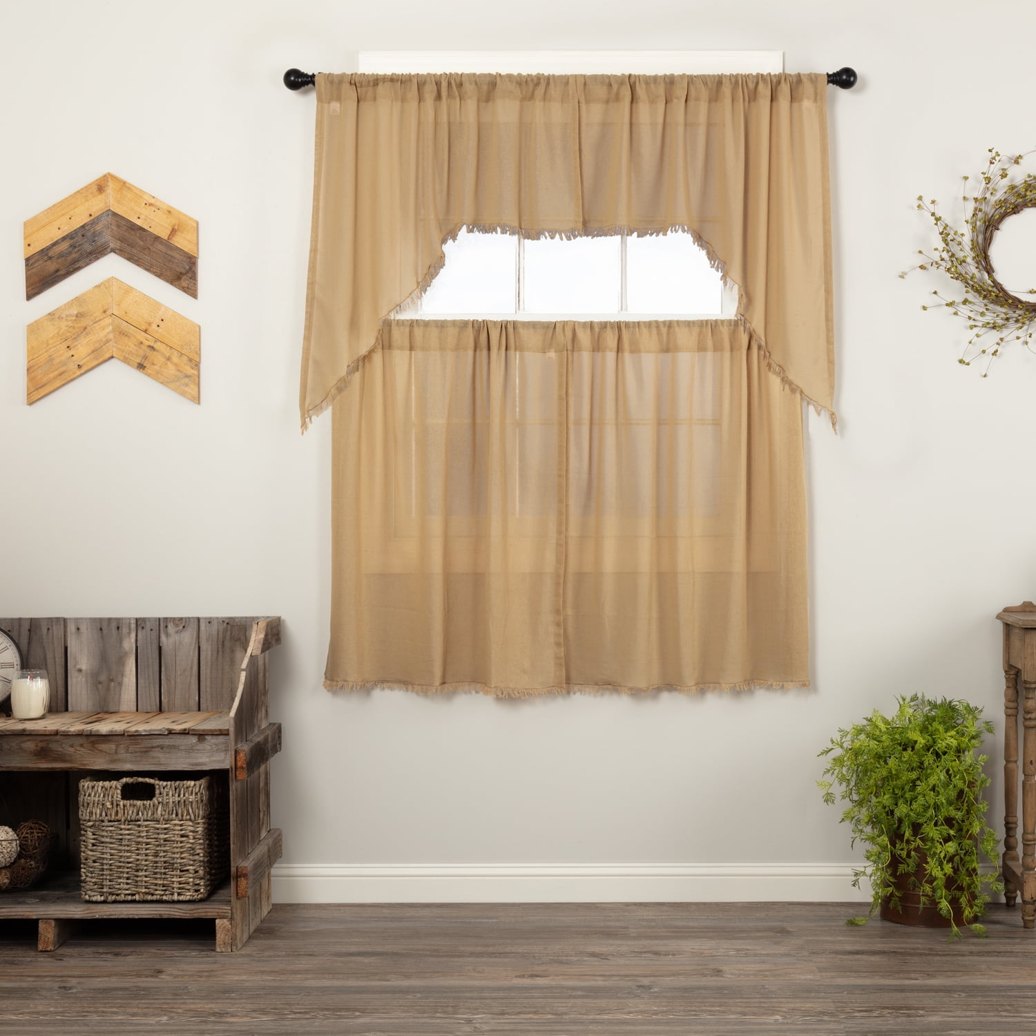 tobacco cloth swag curtains Tobacco Cloth Curtain Set