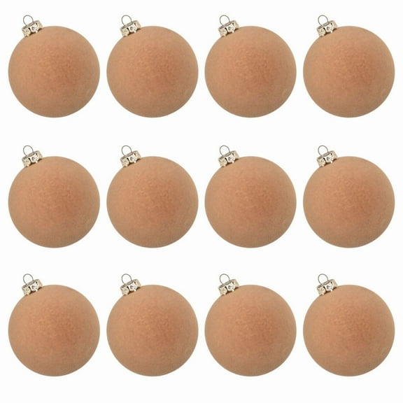 WBQ 12 Pcs Velvet & Plastic Christmas Balls 2.4 Inch Flocked Tree Ornaments - Holiday Special