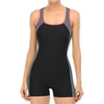 thumbnail image 1 of WEAIXIMIUNG Ensemble Haut et Bas de Maillot de Bain pour Femmes Mode Décontractée Couleur Unie Patchwork Col Rond Gilet de Maillot de Bain, 1 of 3