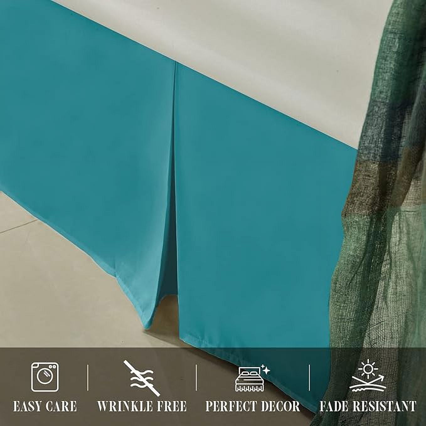 Elegant Comfort 1-Piece Solid Bed Skirt, 1500 Thread Count, Minimalist Design, Easy Care, Wrinkle and Stain Resistant , Twin, Tempo Teal