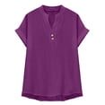 thumbnail image 3 of Aoiroe Women's Short Sleeve Shirts Henley Dressy Casual Summer Tops 2026 Spring Fashion Trendy Cute T-Shirts Purple 2XL, 3 of 8