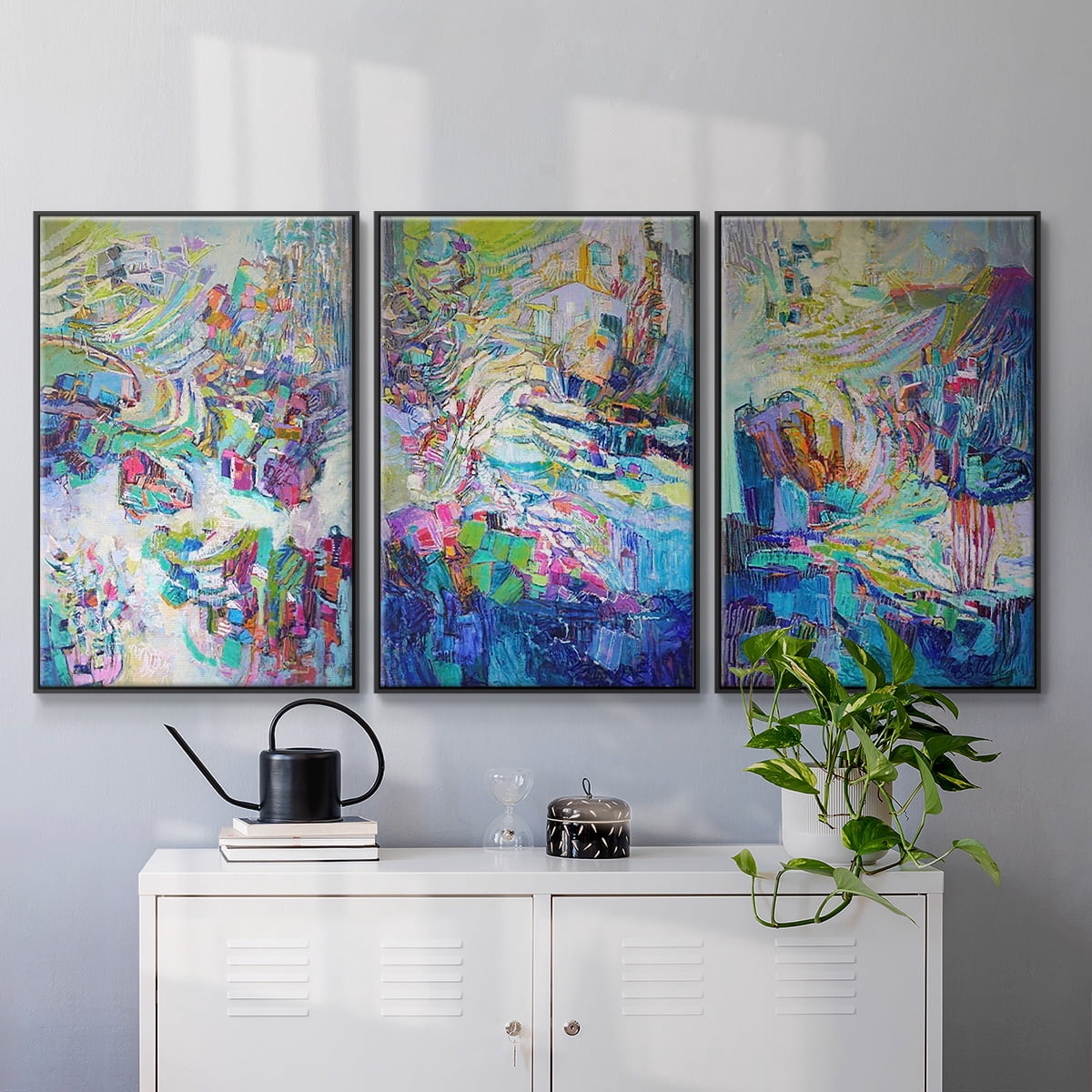 Gathering up the Goddess I - Framed Premium Gallery Wrapped Canvas L Frame 3 Piece Set - Ready to Hang