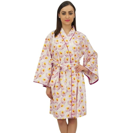 

Bimba Women Floral Print Kimono Robe With Belt Wedding Nightwear Cover Up - 12