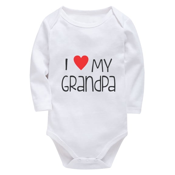 I Love My Grandpa Infant Girl Rompers Long Sleeve Coming Home Outfit for Baby Boy White Baby Girl Clothes Newborn 0-3 Months
