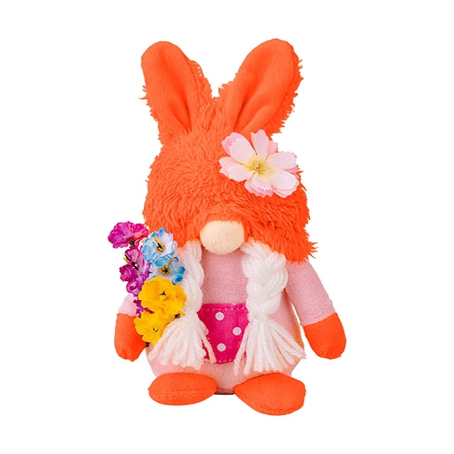 Yatlte Gnomes Plush Spring Orange Doll Ornament Easter Decoration Hug Egg Bunny Rabbit Plush