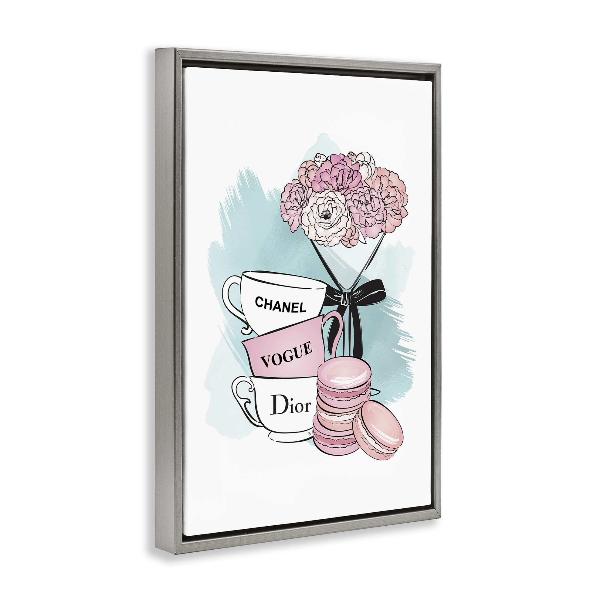 Stupell Industries Fashion Tea Party Food & Beverage Painting Gray Floater Framed Art Print Wall Art, 21 x 31