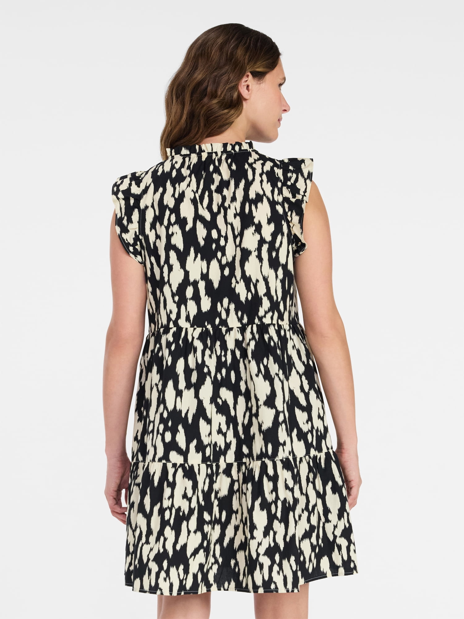 Time and Tru Women’s and Women’s Plus Flutter Sleeve Mini Dress, Sizes XS-4X