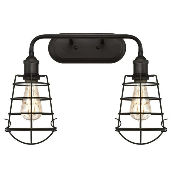 Westinghouse Oliver Two-Light Indoor Wall Fixture, Oil Rubbed Bronze Finish with Cage Shades