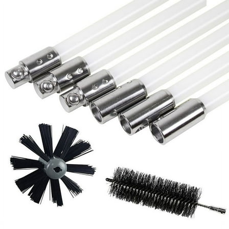 60Cm Chimney Cleaner Cleaning Brush   Rod Set Kit Rotary Sweep Fireplace