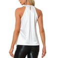 thumbnail image 3 of INSPIRAR CHIC Blusa sin mangas de fiesta para mujeres, top de cóctel brillante con lentejuelas, color plata, 3 of 6
