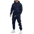 thumbnail image 2 of DHFJKG 2 Piece Sweatsuit For Men Hoodies Loose Fit Sweatshirt With Pocket Joggers Ankle-Tied Sweatpants Solid Color Athleisure Soft Outfit, 2 of 4