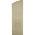 thumbnail image 5 of Ekena Millwork 18"W x 46"H (40" Low Side) Timberthane Pecky Cypress Two Equal Louver w/Elliptical Top Faux Wood Shutters (Per Pair), Primed Tan, 5 of 6