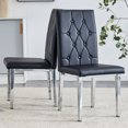 thumbnail image 3 of 2 pcs Button Tufted Dining Chair, Modern Accent Parsons Diner Chair with Metal Legs and Padded Seat Upholstered, Suitable for Dining Room, Office, Restaurant, Black, 3 of 8