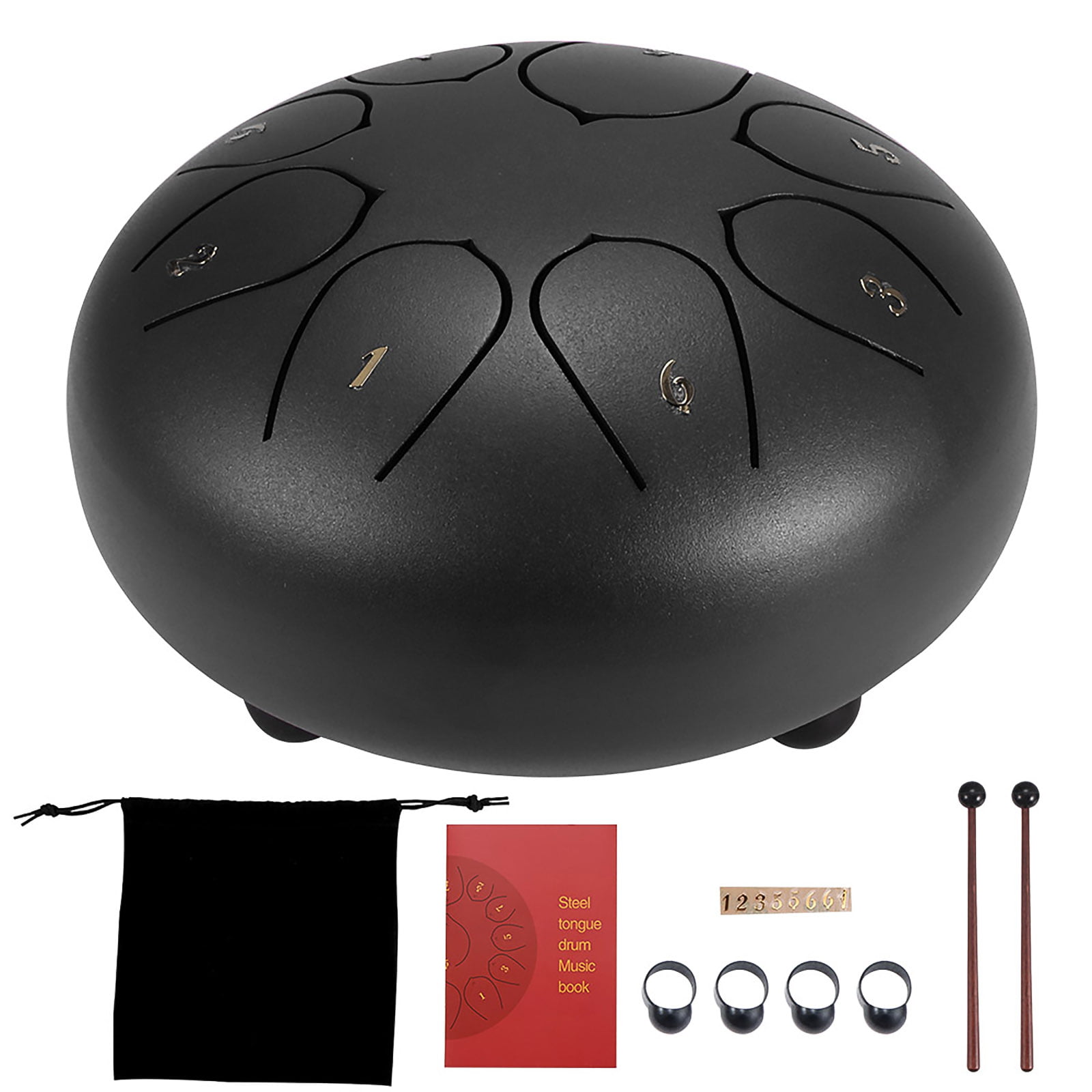 Muslady 12 Inch Steel Tongue Drum Handpan Drum Hand Drum 8 Tones Percussion Instrument with Drum Mallets Carry Bag Note Sticks for Meditation Yoga Zazen Sound Healing