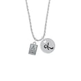 thumbnail image 2 of Delight Jewelry Silvertone Eye Chart Silvertone Script Initial Disc - K - Charm Necklace, 20"+3", 2 of 4