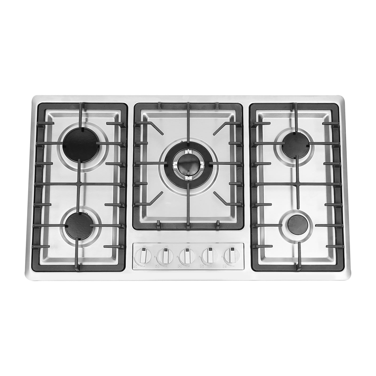 5 Burners Gas Stove Stainless Steel NG Cook-Top 6*51*9cm for Home/Commercial Kitchens