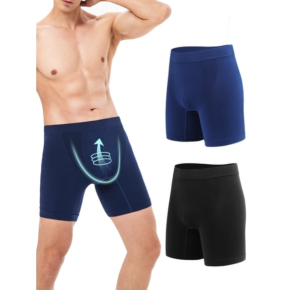 Men's Underpants,Boxer Briefs, Nylon Sports Briefs, Two Pack,Black/Navy,S/M