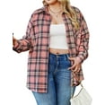 thumbnail image 3 of Fantaslook Plus Size Flannel Plaid Shirts for Women Long Sleeve Button Down Shirts Casual Loose Blouses Tops, 3 of 10