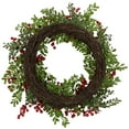 thumbnail image 6 of Northlight 18" Unlit Artificial Lush Red Berry and Deep Green Leaf Christmas Wreath, 6 of 6