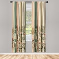 thumbnail image 3 of Ambesonne Botanical Curtains 2 Panel Set, Wildflowers on Stripes, Pair of - 28" x 63", Ivory Salmon Jade Green, 3 of 4
