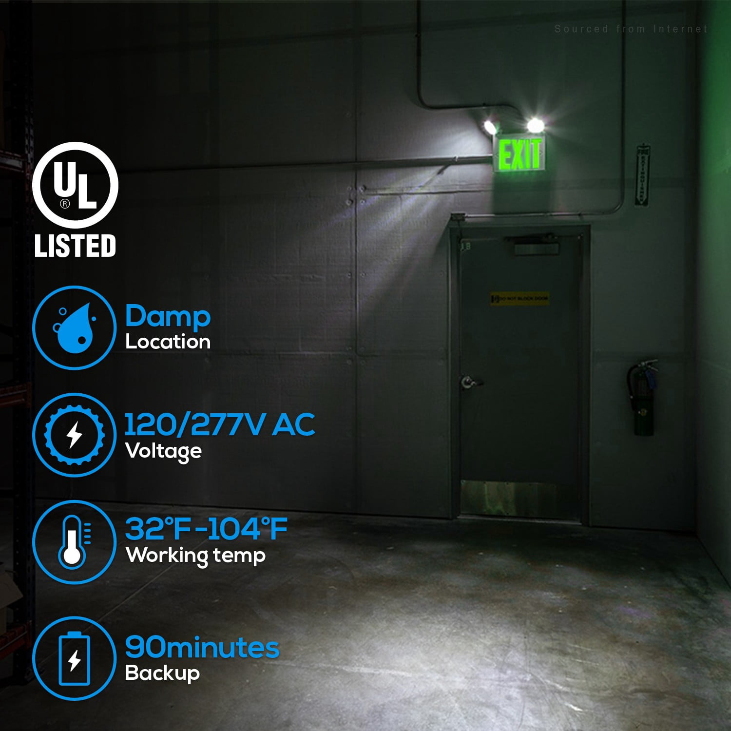 8 Pack Green LED Exit Sign Emergency Lights, Double Face, UL 924 Combo Exit Light, Two Adjustable Head Emergency Exit Light, Backup Battery for Business, Commercial
